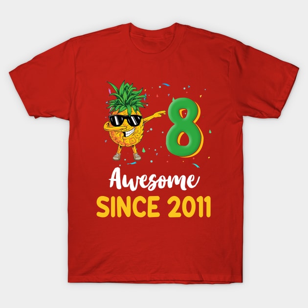 8th Birthday Pineapple Dabbing 8 Years Old T-Shirt by Chapmanx